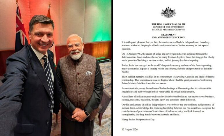  Angus Taylor Salutes India’s Rise and Indian Australians on Independence Day